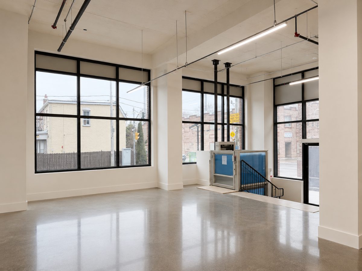 Commercial suite with floor-to-ceiling windows
